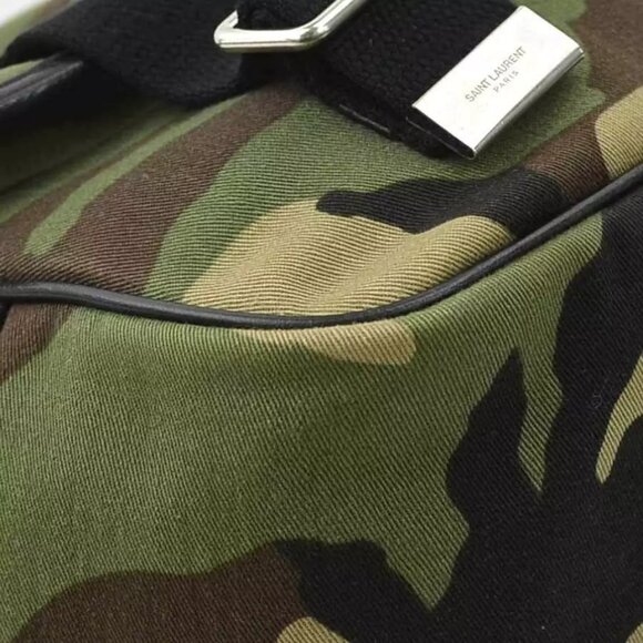 Auth SAINT LAURENT Camouflage Crossbody Shoulder Bag Khaki Canvas - r10401a - Picture 12 of 16